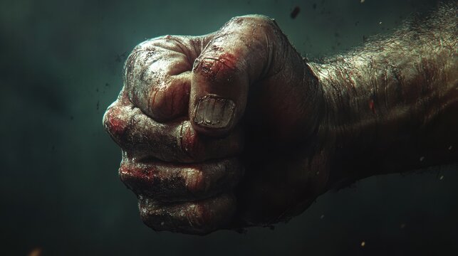 Powerful Fist Clenched in Determination and Strength with Textures