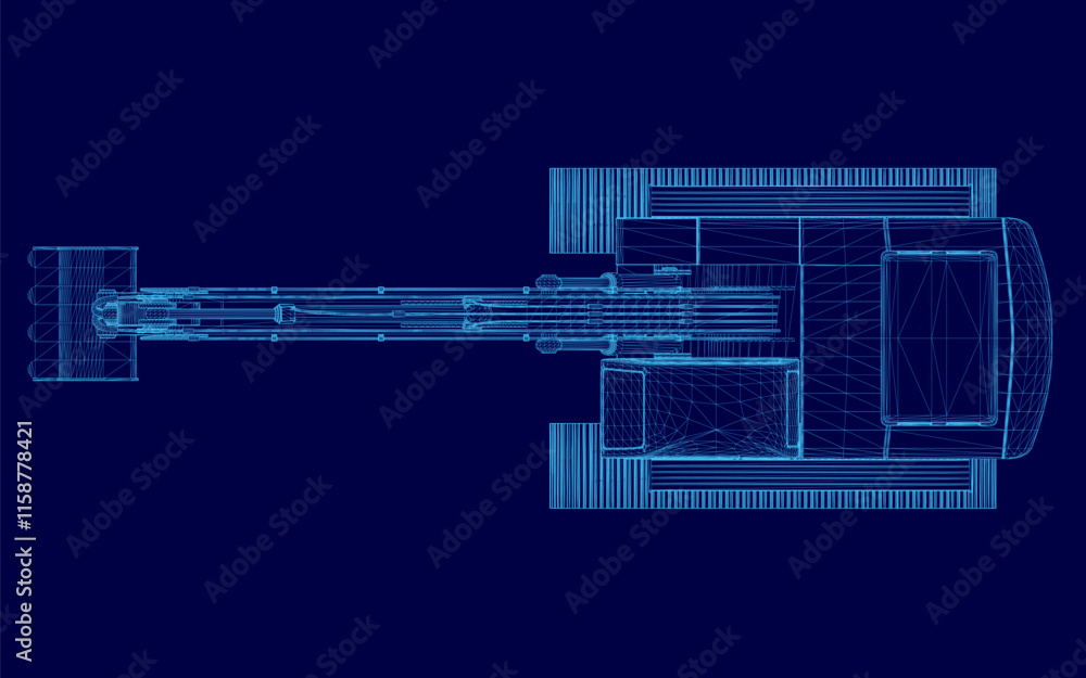 Aufkleber blue image of a machine with a blue handle. the image is in a stylized, pixelated style