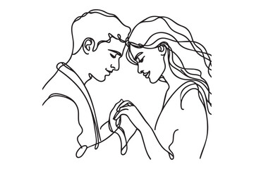 Romantic couple, love. continuous one line drawing. vector illustration