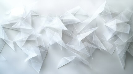 Obraz premium Dynamic transparent arrows on white canvas with depth and varying opacity