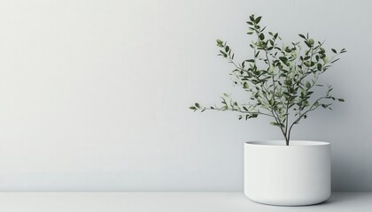 Minimalist Home Decor Greenery in White Pot Plant Interior Design