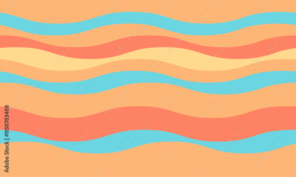 Poster abstract background with wavy stripes in vibrant colors, creating a rippled, liquid effect. smooth c