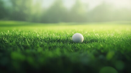 Golf clubs and balls on lush green grass in morning,playing golf,sport outdoor,golfing club for winning stroke or score,game joyful and happy concept.