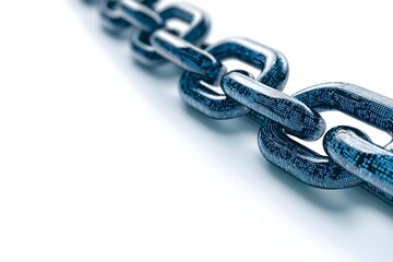 Obraz premium Blue and Silver Chain Links Isolated on White Background