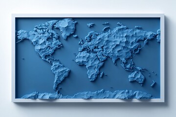 3D textured world map in a frame.