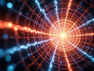 Obraz premium Futuristic tokamak reactor showcasing vivid energy patterns with a vibrant glow and intricate design
