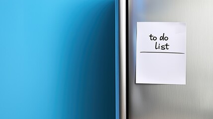 Life Priorities concept. A simple note on a fridge displays a "to do list," emphasizing organization and reminders in a modern kitchen setting.
