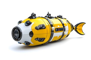 Futuristic Submarine Design in Shape of Vibrant Fish with Details