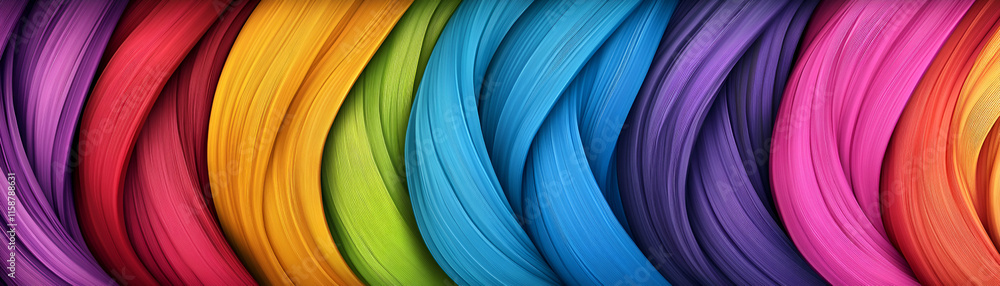 Poster vibrant rainbow hues swirling in abstract art, creating a colorful and dynamic composition with arti