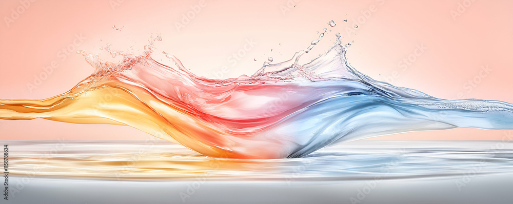 Poster fluid colors intertwine gracefully, creating a stunning abstract wave of serenity and tranquility on