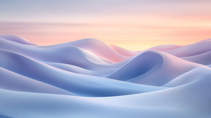 Pastel Hills, Serene Landscape at Sunrise, Soft Hues
