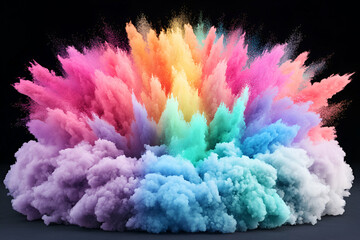 Fototapeta premium Rainbow Color Explosion, A Vibrant Burst of Hues Expands Dynamically Across the Dark Background