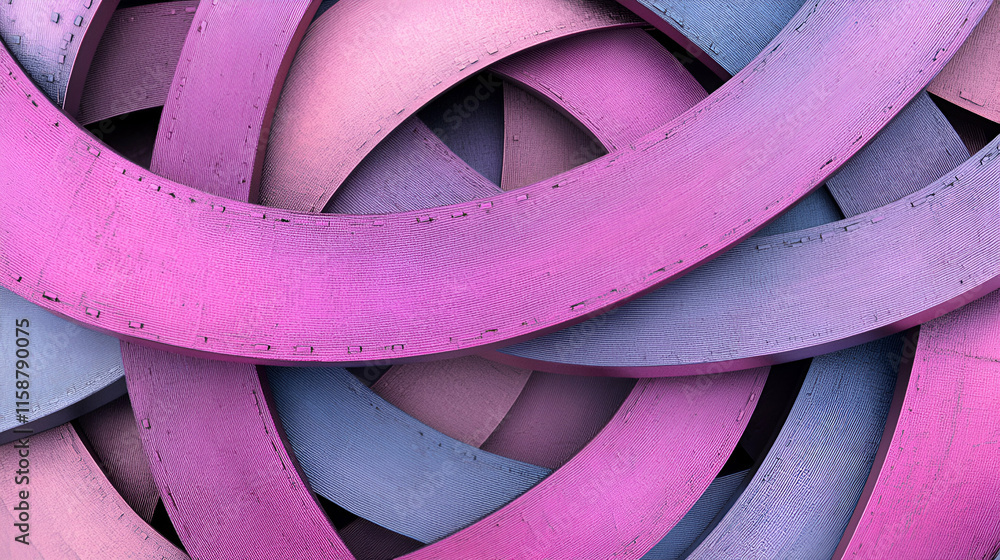 Aufkleber abstract purple & blue curves, intertwined arcs create a mesmerizing visual texture, displaying a dy