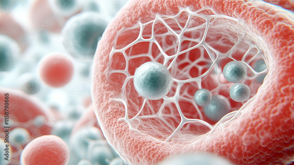 Poster cellular structures, intricate network of cells interacting within a larger cell, exhibiting complex