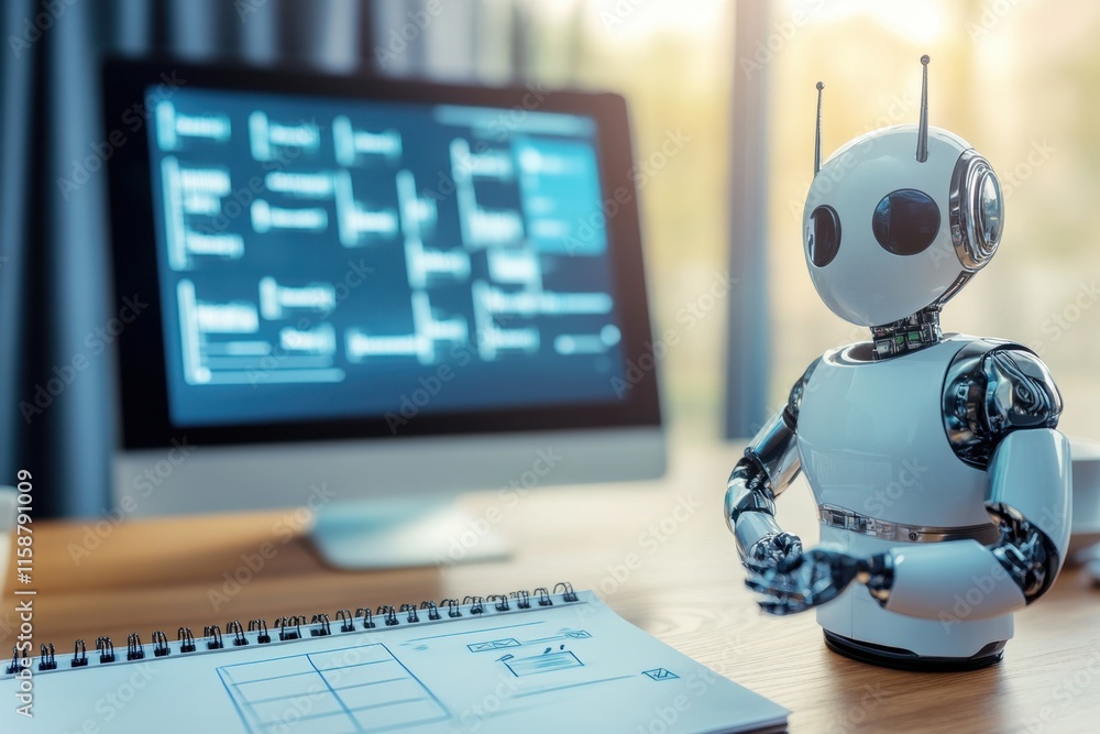 Poster advanced robot assistant interacts with human-like interface in a modern workspace setting
