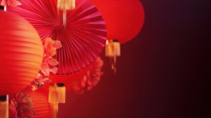 Chinese new year 2025 concept,Red snake flat lay top view, Happy Chinese new year with Red envelope and gold ingot,blessing, wealth on red background with copy space for your text.