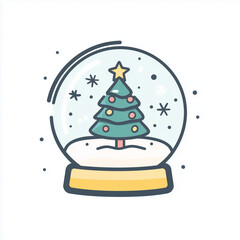 A Simple and Cute Snow Globe Sticker with Holiday Decorations and Snowflakes for Christmas Projects