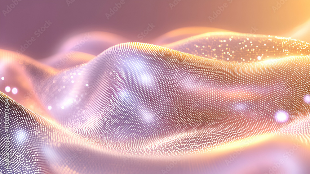 Poster abstract glittering wave, data flowing, creating dynamic, shimmering landscape
