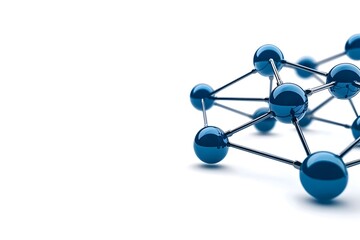 Fototapeta premium Blue Spheres Connected by Metal Strands Representing Molecular Structure