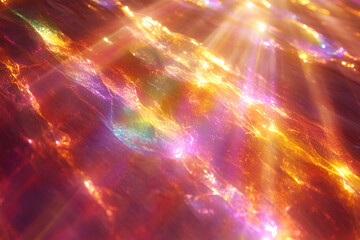 Fototapeta premium Radiant Hues, Abstract Art with Shimmering Textures and Glowing Light Rays
