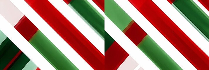 Abstract Red, Green, White Diagonal Stripes Design,  Evoking Festive Cheer and Modern Style.