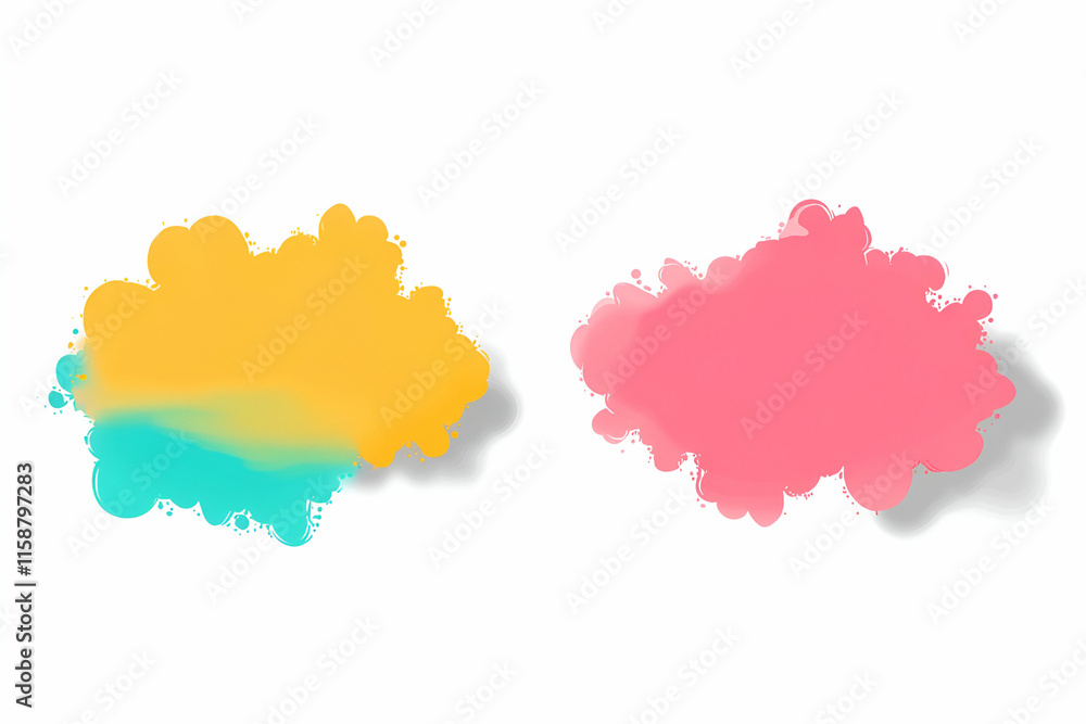 Poster abstract colorful splashes, two vibrant paint clouds create a dynamic design, perfect for background