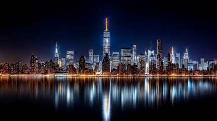 Cityscape with LED Energy-Efficient Lighting