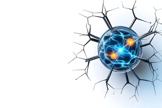 Abstract illustration of molecular structure with glowing effects