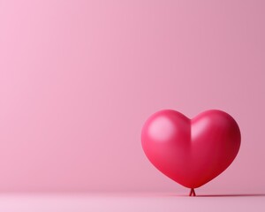 A vibrant pink heart-shaped balloon rests against a soft pink background, symbolizing love and affection.