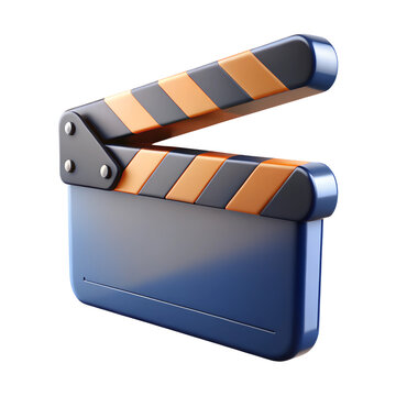 3D film clipper icon. Video Shooting Clapboard for Films and Movies. Clapperboard Icon.
