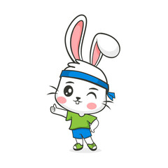 Illustration of a rabbit athlete in a cute cartoon style.