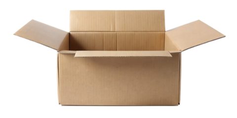 open cardboard carton Paper box isolated on Transparent or white background