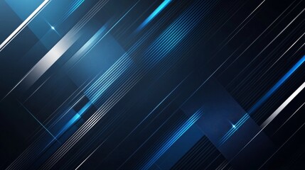 Obraz premium Abstract blue and black geometric pattern, modern digital design background, futuristic diagonal lines art