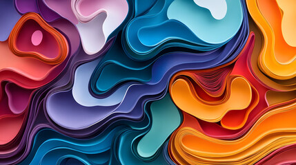 Fototapeta premium Layered abstract papercut designs with vibrant colors.