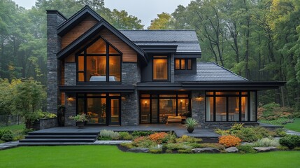 Beautiful view of house with green garden.