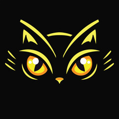 Vibrant Neon Cat Eyes Illustration - Striking Digital Art