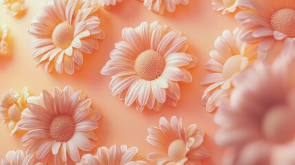 Peach-toned daisies on a pastel background.
