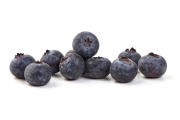 Fresh ripe blueberries, isolated on white background'.
