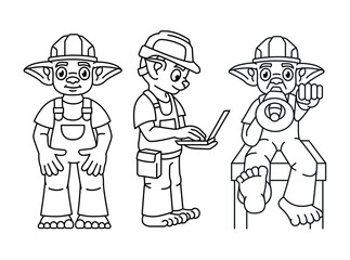 Cute fary tale characters color line illustration