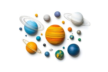 Colorful Representation of Solar System Planets and Celestial Bodies