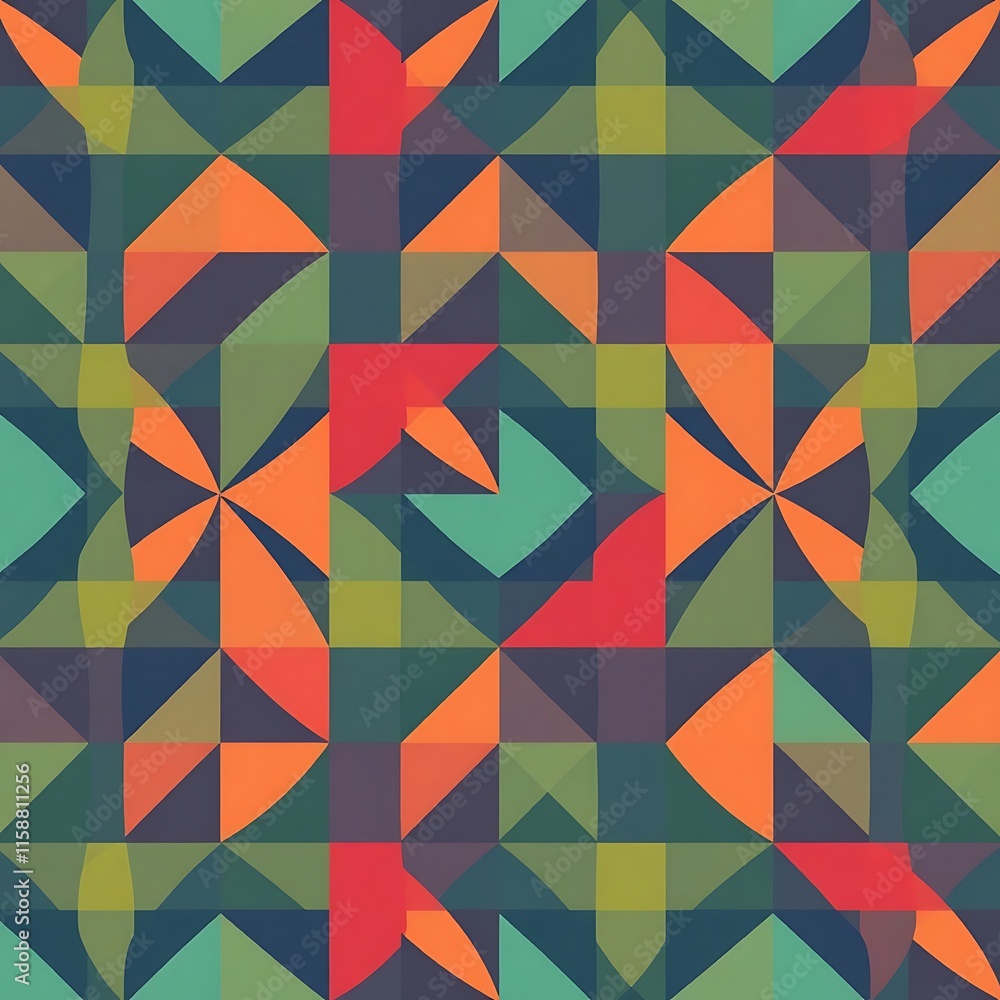 Poster abstract geometric pattern: a captivating seamless pattern featuring a kaleidoscope of vibrant geome