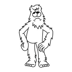 Cute fary tale character color line illustration. Pose and emotions of the monster.