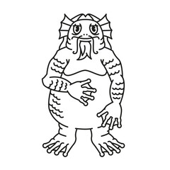 Cute fary tale character color line illustration. Fictional monster. Editable stroke.