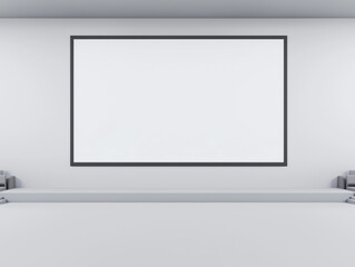 Obraz premium Wide Cinema Mockup with Blank Grey Screen, Perfect for Contemporary Movie Theater Planning