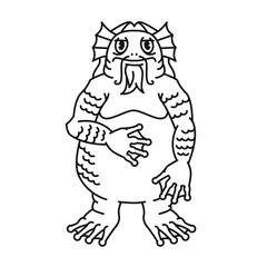 Cute fary tale character color line illustration. Fictional monster. Editable stroke.