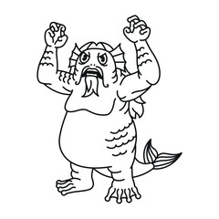 Cute fary tale character color line illustration.