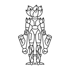 Eco robot character color line illustration. Fictional monster. Editable stroke.