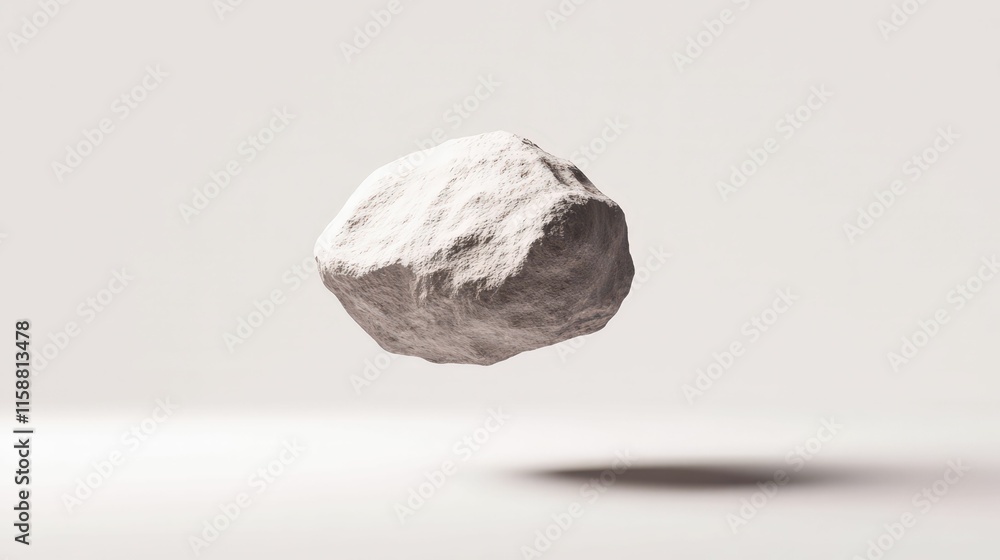 Aufkleber 3d minimalist asteroid icon design soft grey tones floating in space digital abstract concept