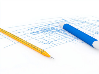 Bare Blueprint Table Prepared for Architectural Plans