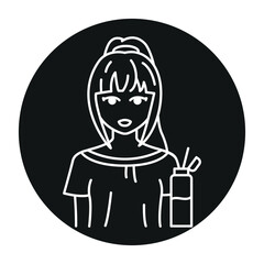 Slice of Life genre of manga color line icon. Character in anime style.